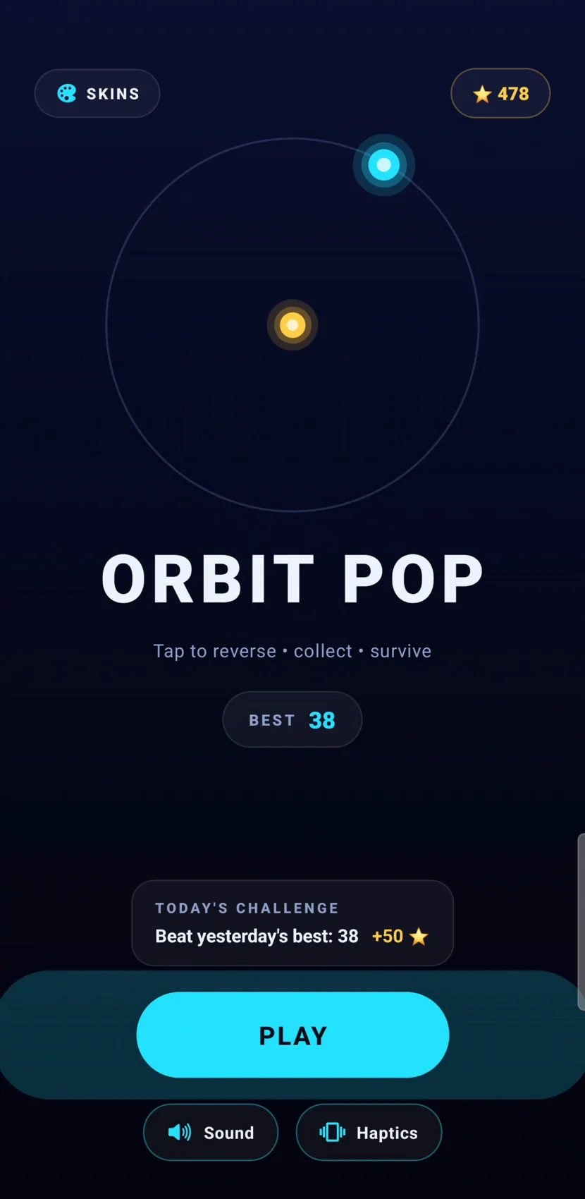 Orbit Pop home screen
